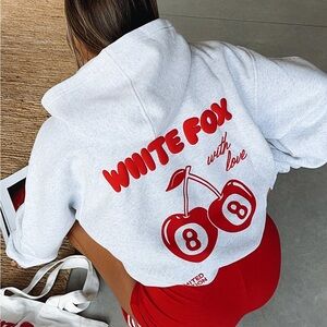 White Fox Cherry With Love In The Moment Hoodie Grey Marle